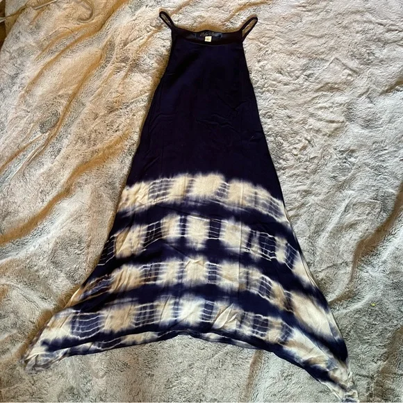 Francesca’s Collection Blue Rain Boho Tie Dye Midi Draped Dress - SMALL - Picture 2 of 10